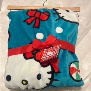 Hello Kitty Blue Polka Dot Peppermint Blanket